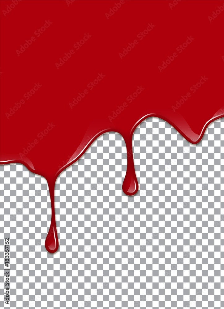 Vector Bloody background. Strawberry syrup or ketchup on transparent Background