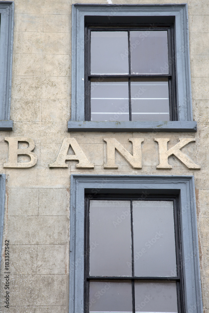 Obraz premium Bank Sign on Building