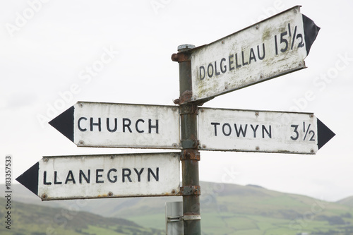 Welsh Direction Signpost; Wales photo