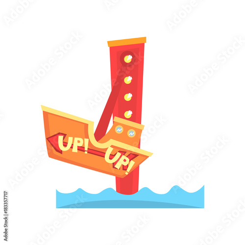 Swinging ship attraction. Amusement park. Kids carnival. Carousel icon. Entertainment flat vector design for advertising poster, banner or flyer