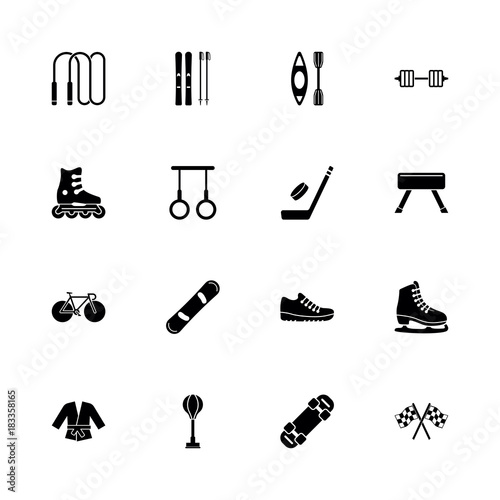 Sport icons - Expand to any size - Change to any colour. Flat Vector Icons - Black Illustration on White Background.