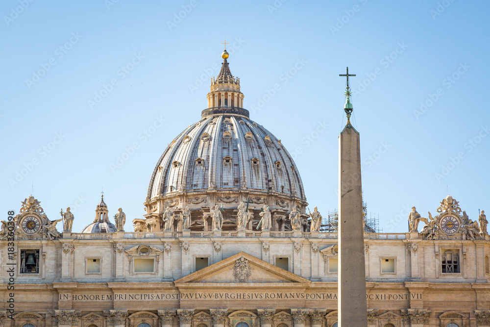 Front view on the dome of the St.Peter's basilica in Vatican