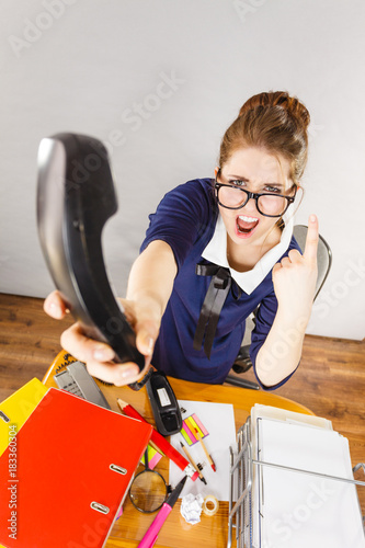 Wallpaper Mural Angry bossy businesswoman phone talking Torontodigital.ca