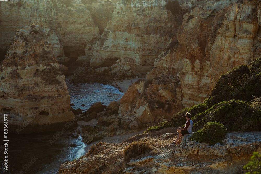 Watching the sunset from a cliff in Portugal