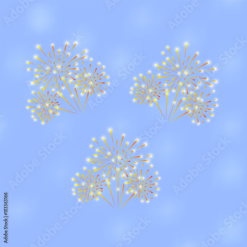 Festive fireworks on a blue background