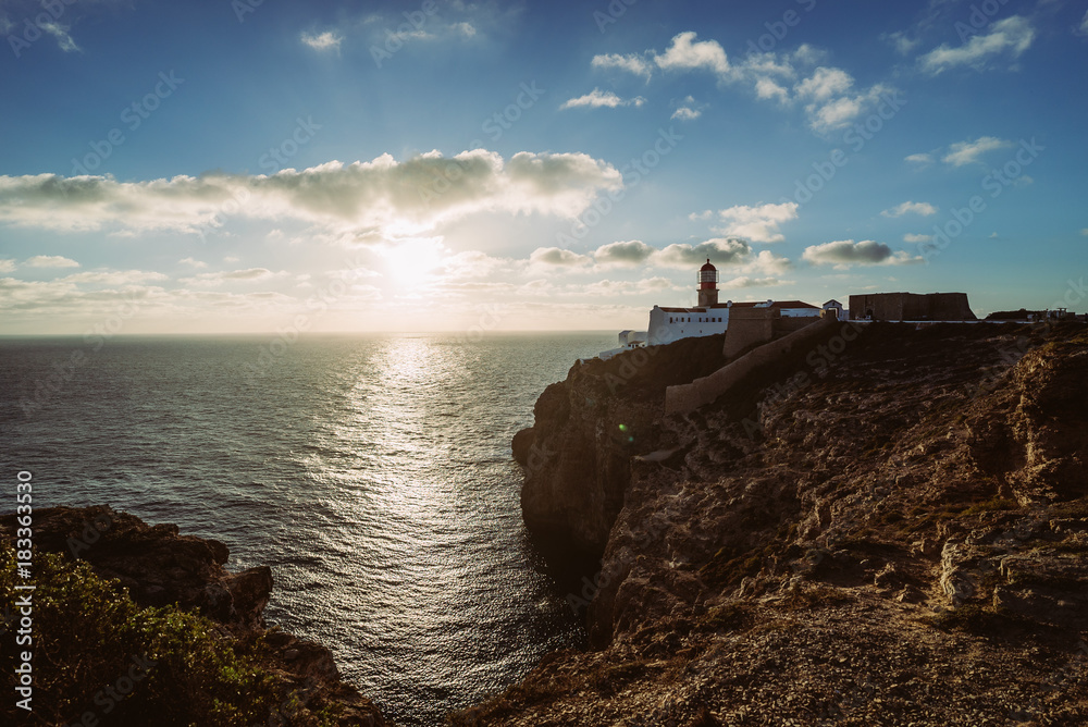 Lighthouse on the cliffs in Portugal