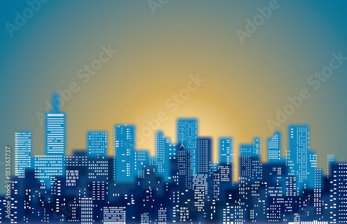 blurry cityscape sunrise