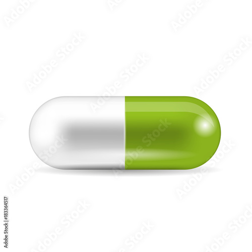 Capsule tablet or pill isolated on the white background. Realistic Medicine and drugs design.