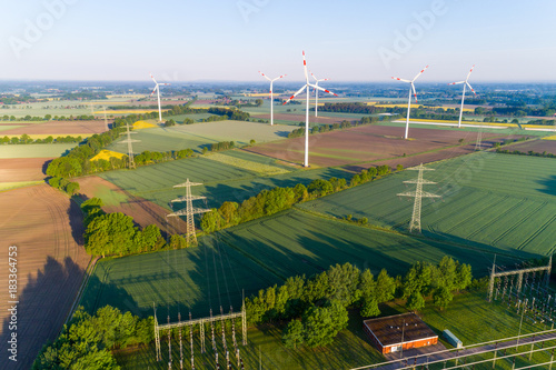 Umspannwerk aus der Luft, Deutschland photo