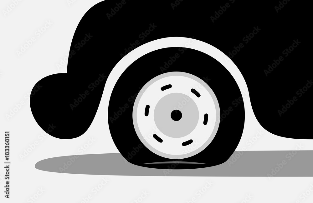 Flat tire / have a puncture of tyre. Auto and car is immobile because ...