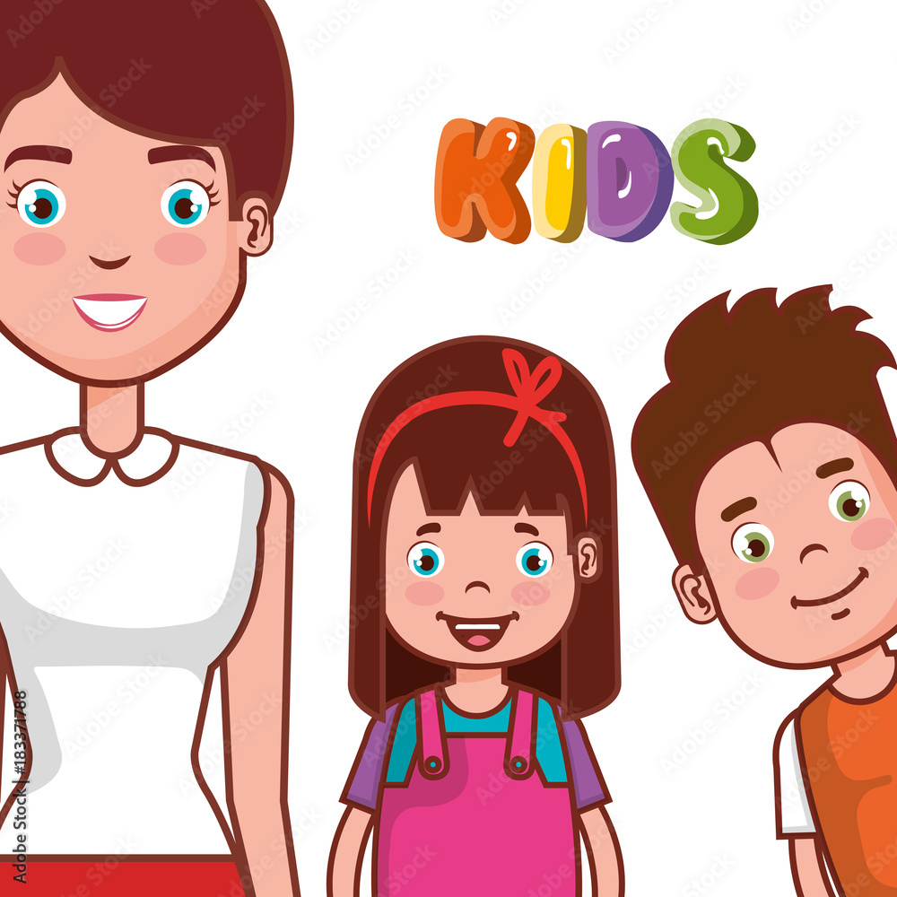 little kids group with teacher in classroom vector illustration design little kids group with teacher in classroom vector illustration design
