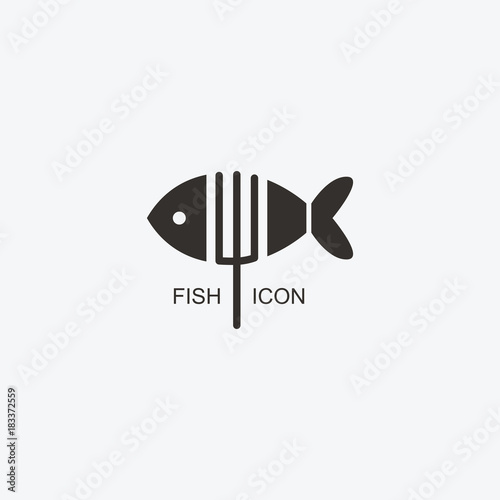 Fish logo template for design. Icon of seafood restaurant. Illustration of graphic flat style