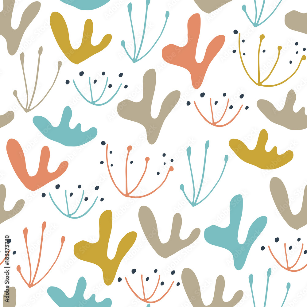 Foto Wildwood floral seamless pattern. Vector forest print.