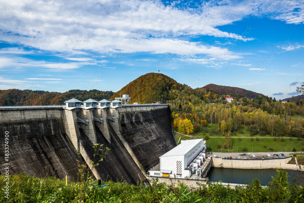 Dam on the lake Solinskie in Solina, Bieszczady, Poland