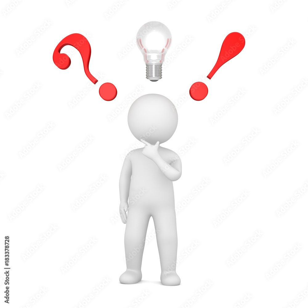 idea man idea people inspiration and creativity sign symbol with red 3d question mark and exclamation point isolated on white idea man idea people inspiration and creativity sign symbol with red 3d question mark and exclamation point isolated on white