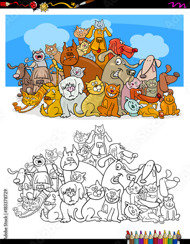Fototapeta Naklejka Na Ścianę i Meble -  cats and dogs characters color book