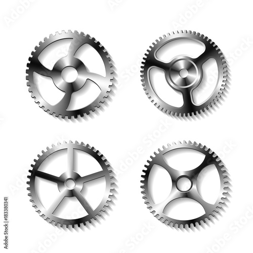 Set of realistic metal gears