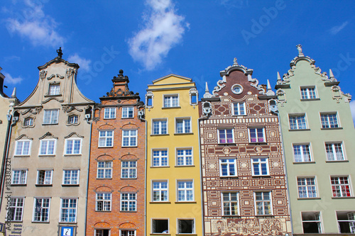 Old, historic townhouses in the Polish city of Gdansk