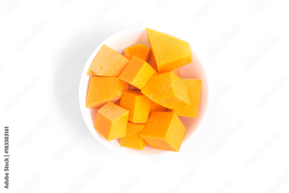 Diced Pumpkin in a bowl