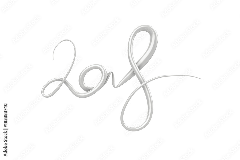 New 2018 year white elegant lettering number figures isolated on white background. 3D illustration New 2018 year white elegant lettering number figures isolated on white background. 3D illustration