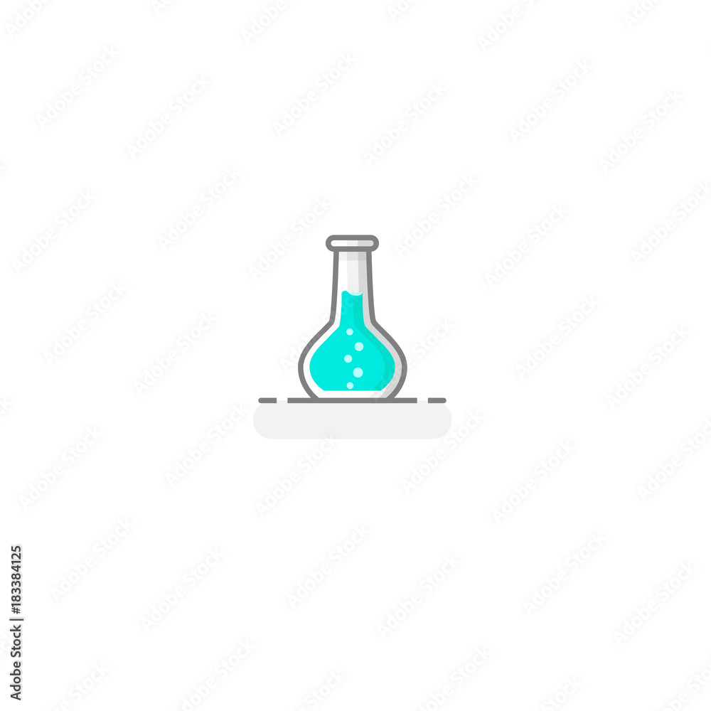 Scientific Flask with chemical liquid - Laboratory glassware icon 16. Flat design concept. Vector illustration. Scientific Flask with chemical liquid - Laboratory glassware icon 16. Flat design concept. Vector illustration.