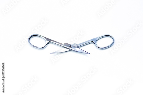 Manicure scissors on white