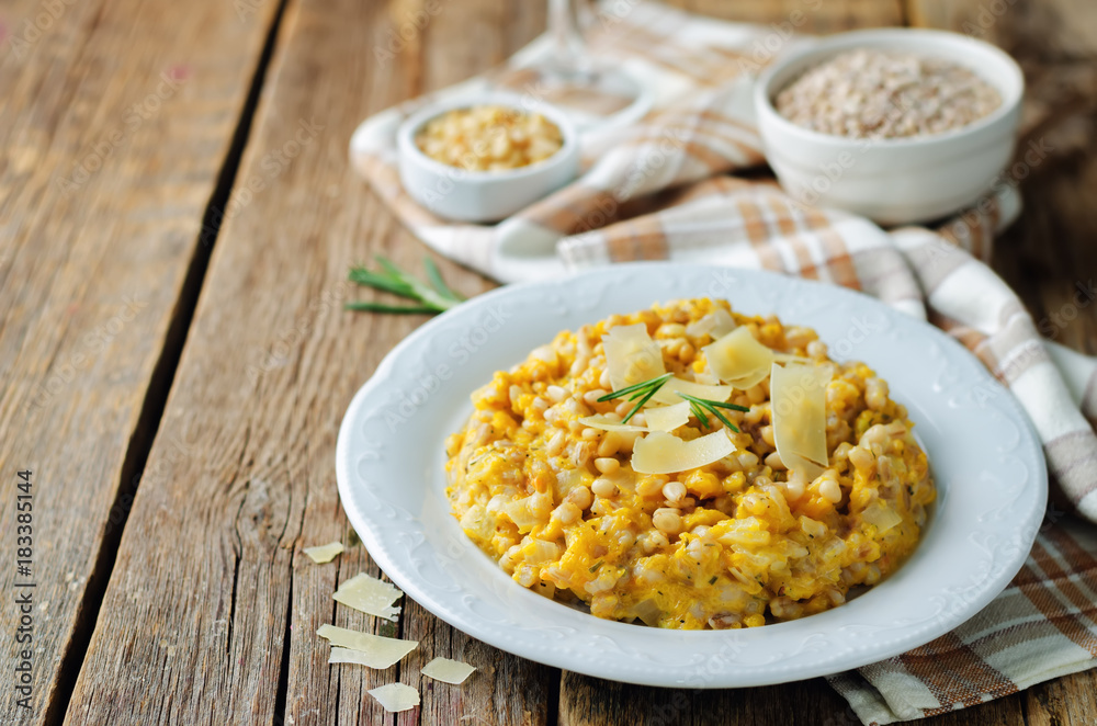 Roasted pumpkin and Pearl Barley Risotto