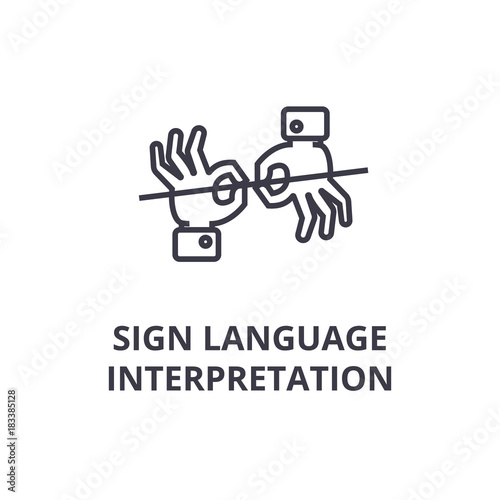 sign language interpretation line icon, outline sign, linear symbol, flat vector illustration