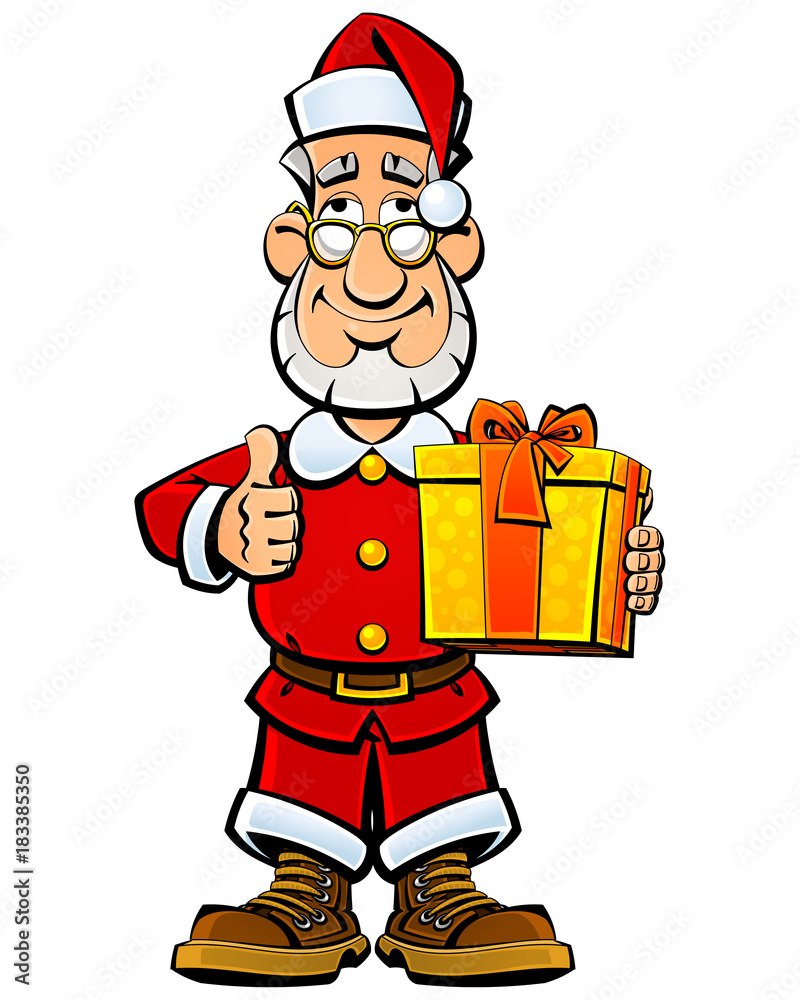 Santa Claus with a gift in a box. Santa Claus with a gift in a box.
