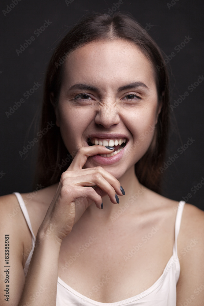 Portrait of funny emotional girl with freckles Portrait of funny emotional girl with freckles