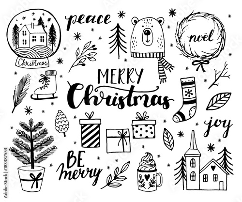 Merry Christmas and Happy New Year greeting cards