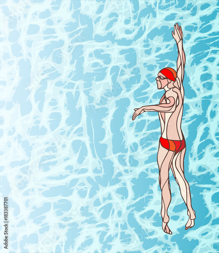 Freestyle Swimmer Silhouette. Sport swimming athlete top view