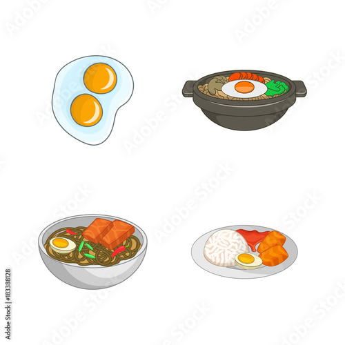 Egg food icon set, cartoon style