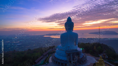 Stunning panoramic view of Phuket big Buddha in the morning.Phuket Big Buddha is one of the island most important and revered landmarks on the island.