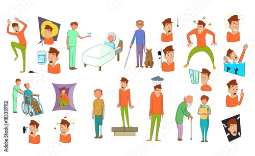 Human disease icon set, cartoon style photo