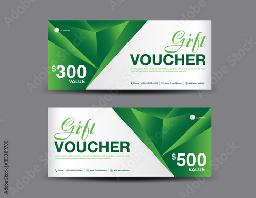 Gift Voucher template layout, business flyer design, jungle leaf background, green coupon, ticket, Discount card, banner vector illustration