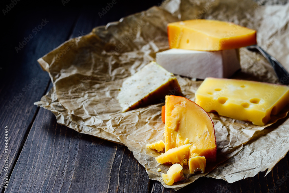 Fototapeta premium Pieces of holland hard cheese