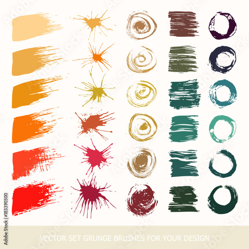 Painted grunge stripes set. Black labels, paint texture. Brush strokes vector. Background handmade design elements.