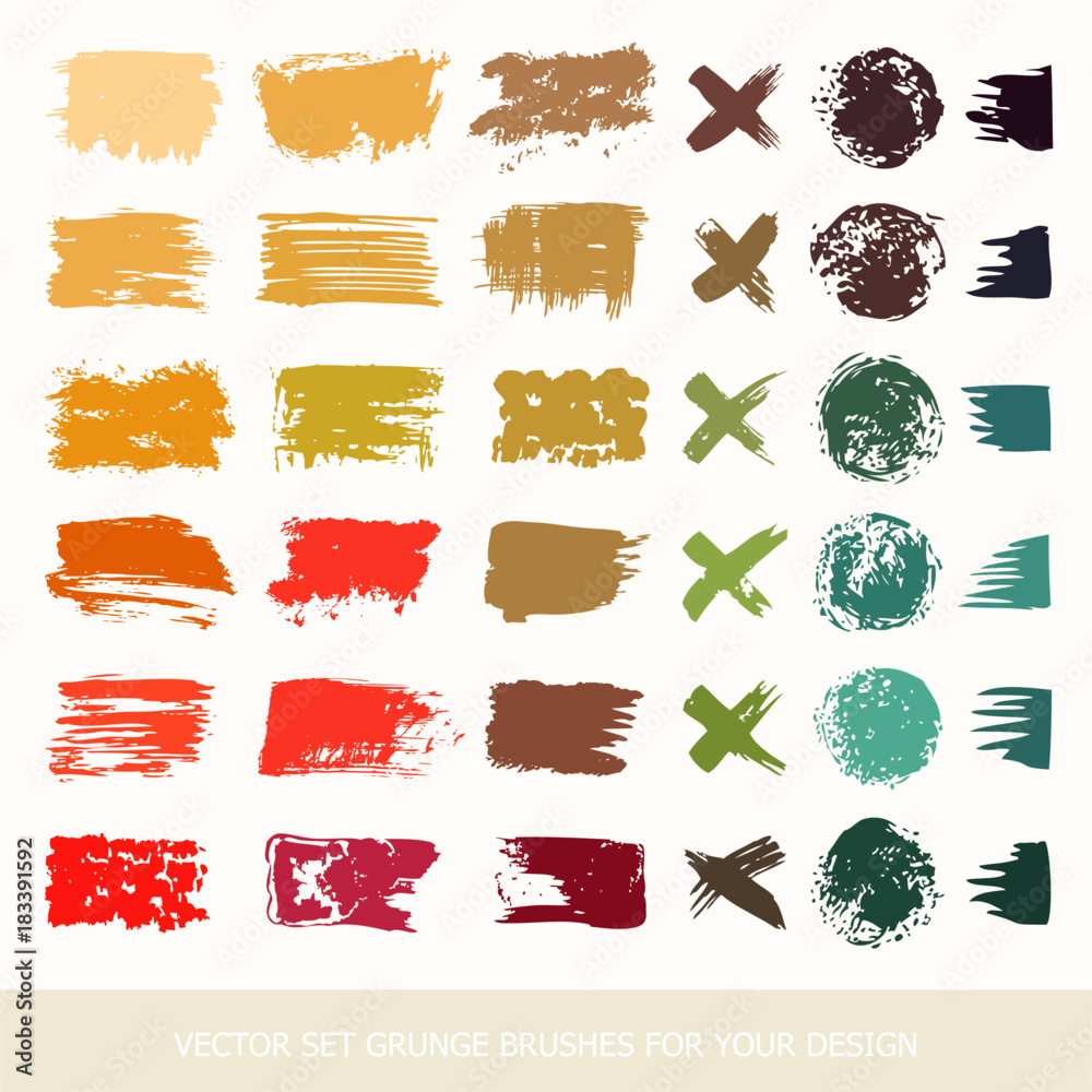 Painted grunge stripes set. Black labels, paint texture. Brush strokes vector. Colored belly labels. Background handmade design elements.