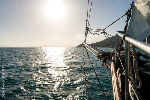 Sailboat look into sunset