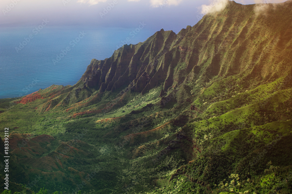 Napali coast view from Waimea canyon, Kauai,Hawaii