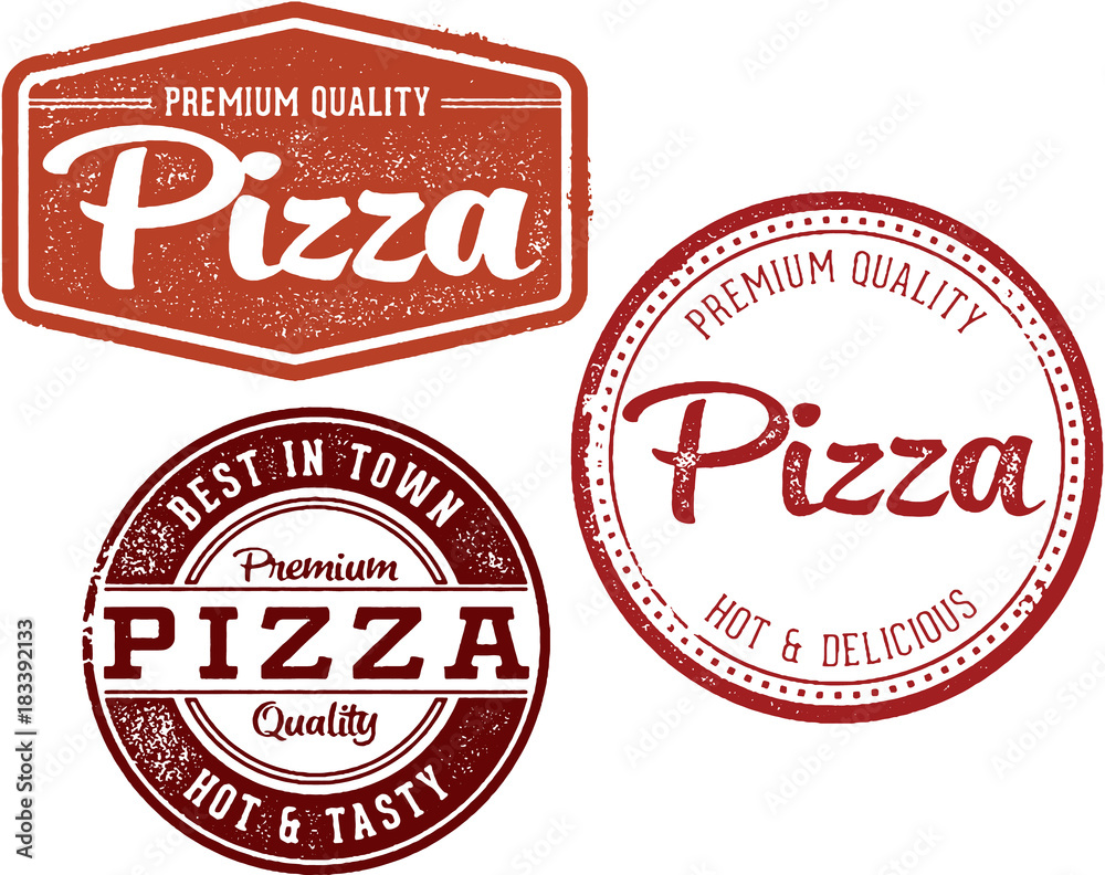 Obraz premium Pizza Restaurant Menu Design Stamps