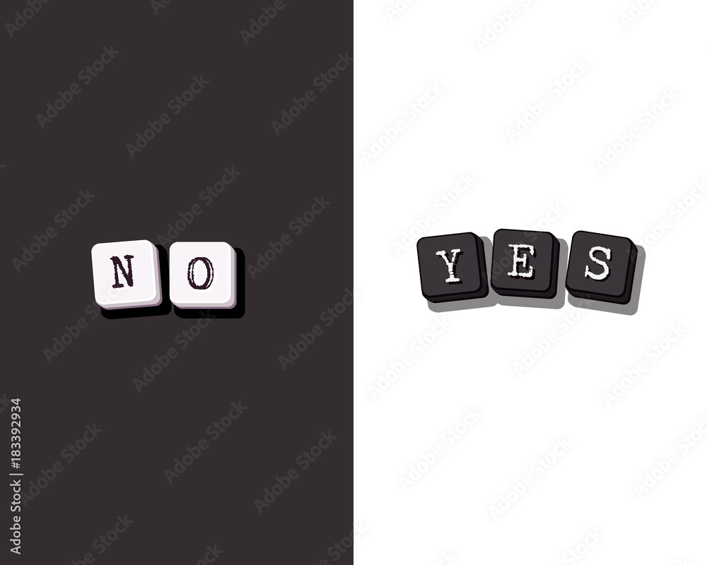 Yes No - vector greeting card, poster, flyer, brochure. Template for ...