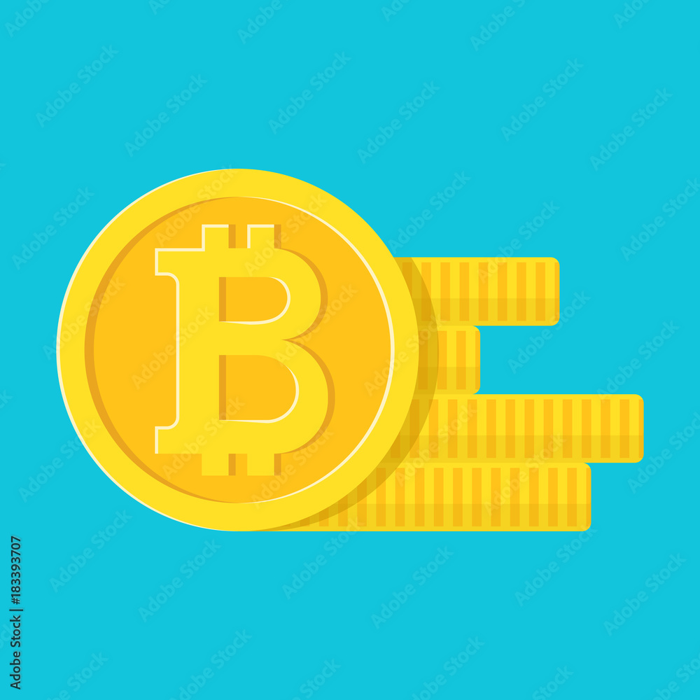 Bitcoin obverse and milled edge gold coin on color background Bitcoin obverse and milled edge gold coin on color background