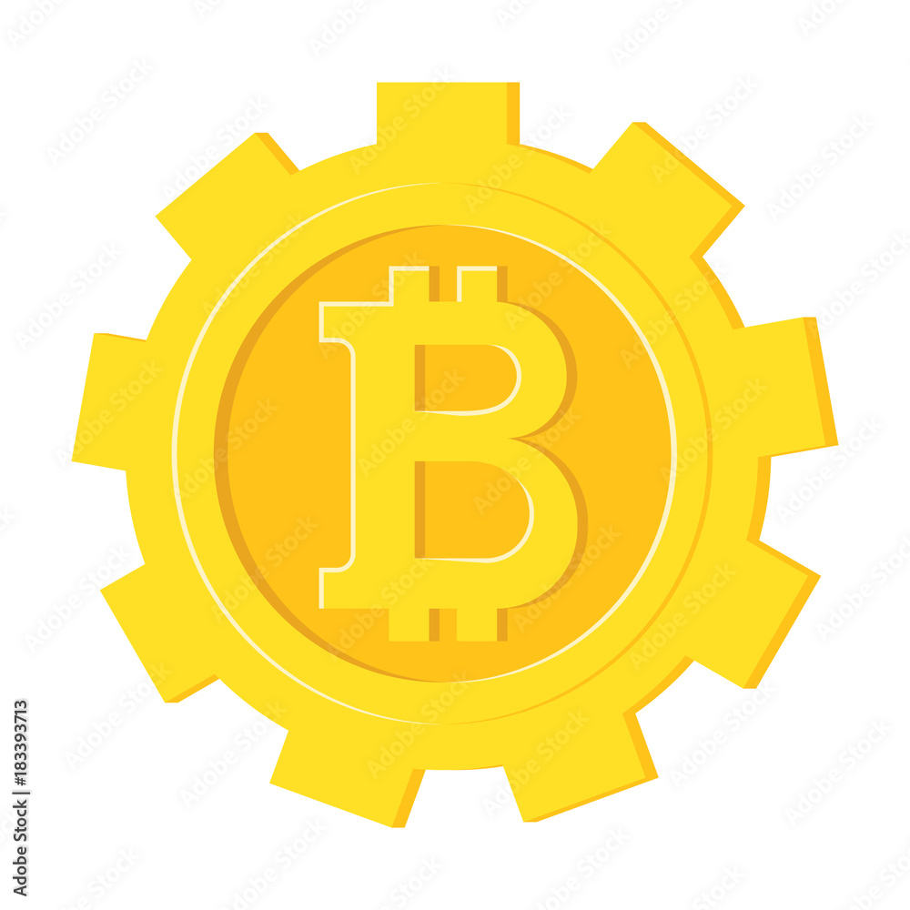Bitcoin gold coin in gear