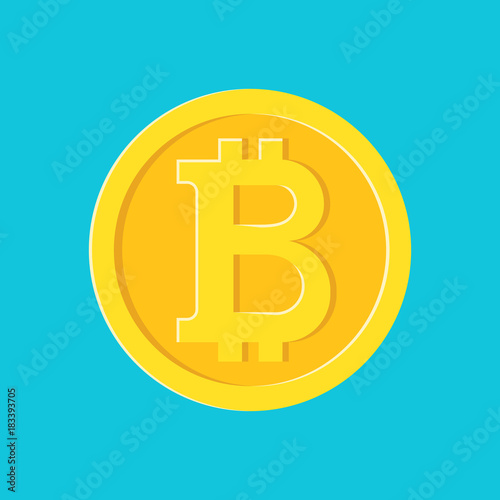 Bitcoin gold coin on color background