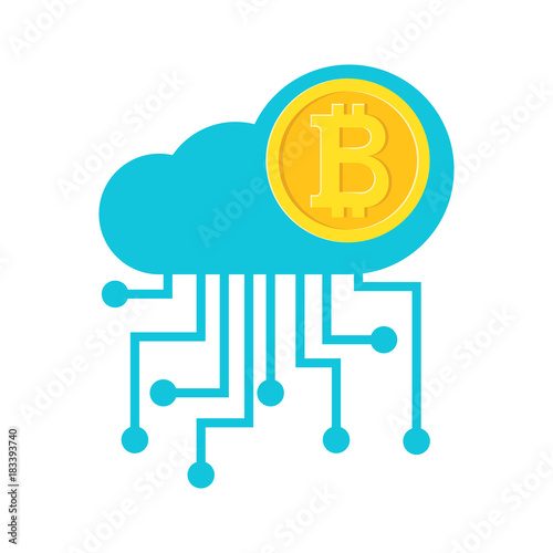 Cloud with microcirculation and bitcoin coin