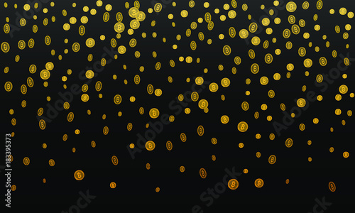 Bitcoins security business background. Bitcoin crypto mining visualization. Business wallet background, security currency exchange, vector model. Crypto virtual payment finance. Gold money trading