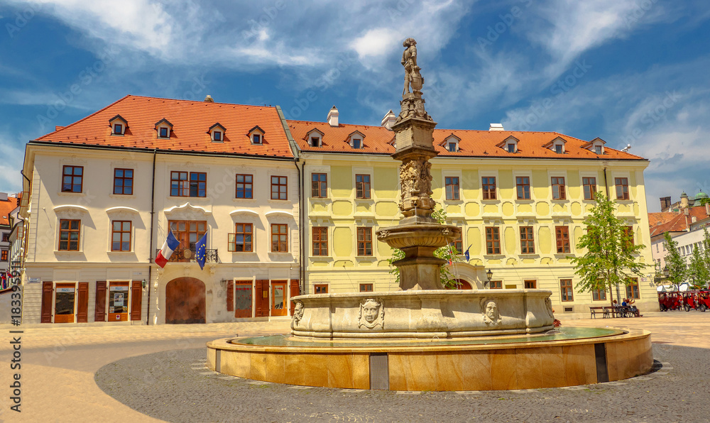 Cityscape of Bratislava's Main Square in Old Town In Bratislava.
