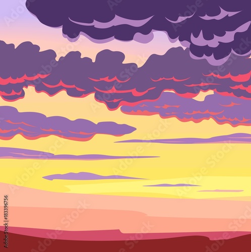  purple clouds in the setting sun